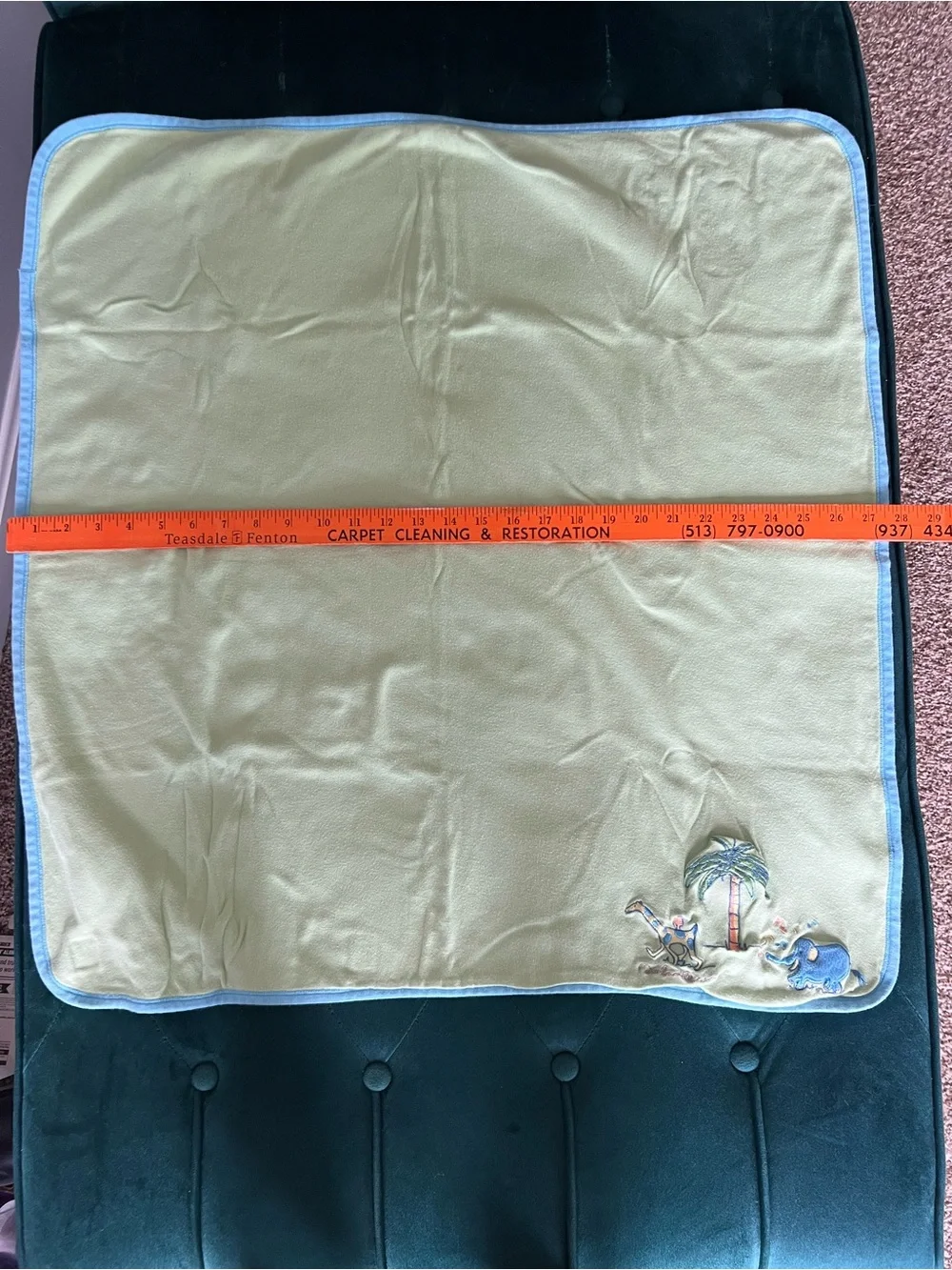 Carter’s Vintage John Lennon Baby Blanket Blue Green Real Love Animals Palm Tree